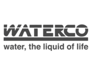 Waterco logo in greyscale 'water, the liquid of life'