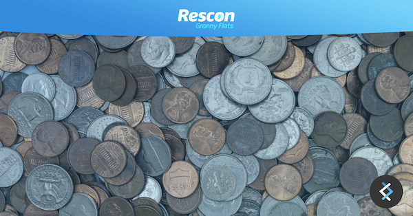 Photo of pennies with Rescon logo above in on a blue banner background