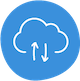 blue icon of cloud transfer