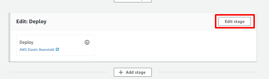 AWS Console - CodePipeline - Edit stage