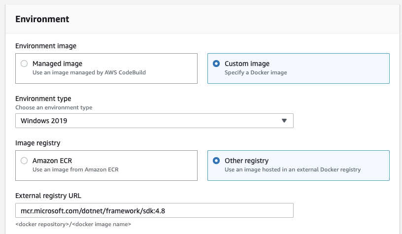 AWS Console - CodePipeline - Step 3 - Build - Create - Environment