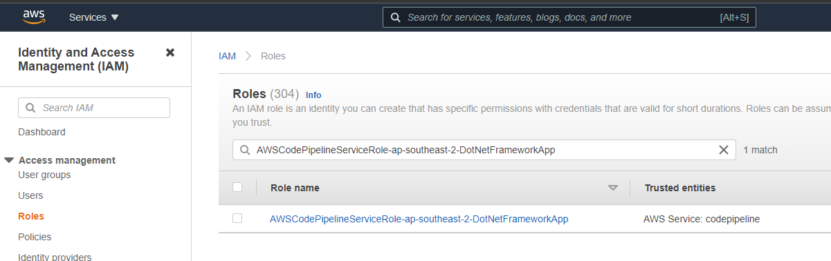 AWS Console - IAM - Roles