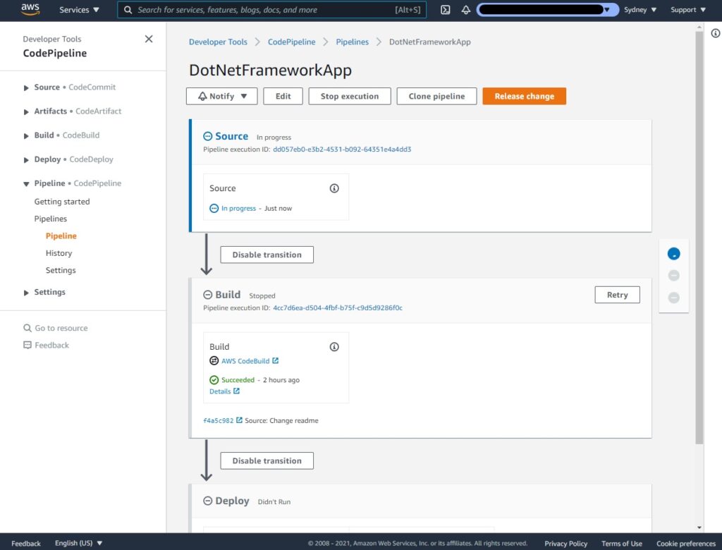 CodePipeline automatically triggered by a git push