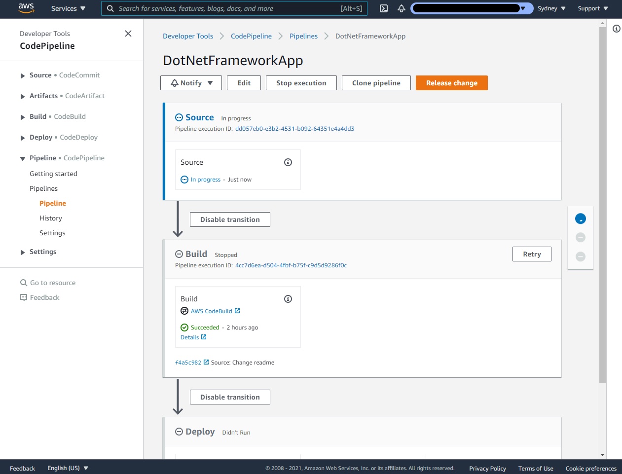 CodePipeline automatically triggered by a git push